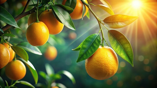 A fragrant citrus treasure hangs from a branch