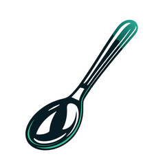 Elegant Spoon Illustration, Teal and Black Design