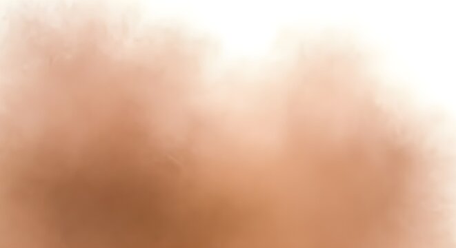 Brown dust cloud explosion in motion isolated on white background texture