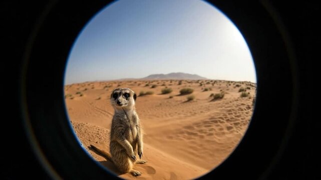 Meerkat Sentinel: A Desert Guardian in Fisheye Perspective Observation