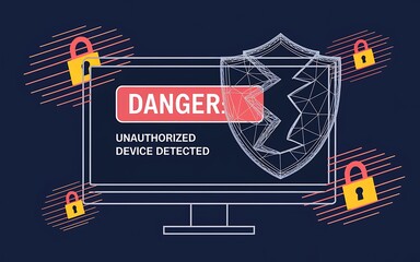 Danger: Unauthorized Device Detected &mdash; Cyber Defense Alert Background