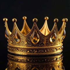 Golden crown, intricate design, polished