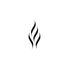 Stylized Black Flame Icon on White Background.