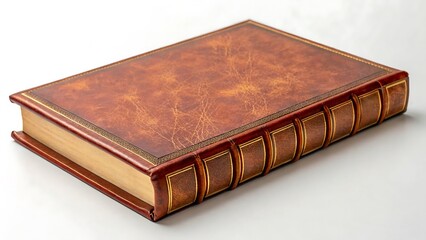 Obraz premium Antique leather bound book with ornate gold embossing on cover and spine