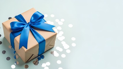 Beauty blue gift box with ribbon