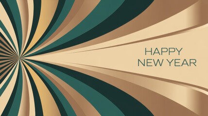Abstract sunburst design for happy new year on beige background graphic art