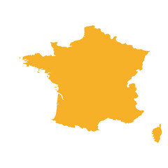 Map of France, sign silhouette. World Map Globe. Vector Illustration isolated on white background. Europe continent.