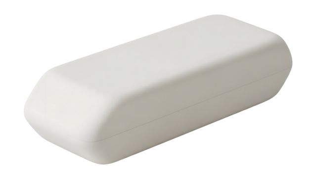 A simple white rectangular eraser isolated on transparent background, png