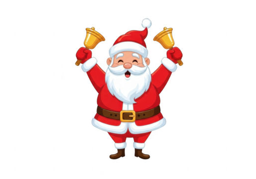 Santa claus ringing bells, isolated on transparent background