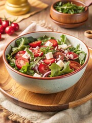 Freshly marinated feldsalat in a vibrant green salad bowl awaits its next delicious bite