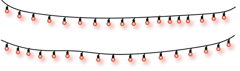 Two festive strings of whimsical hanging red chili pepper fairy lights, a decorative lamp garland concept for parties and celebrations