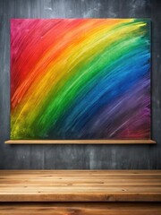 A rainbow of colors scattered across a blackboard, awaiting creative expression