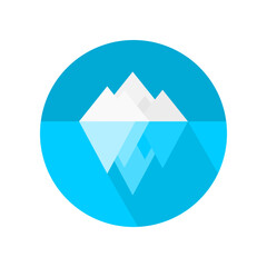 Iceberg or ice mountain on circle icon flat vector design