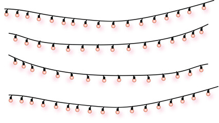Light string festoon illuminated decorative lamp, festive glow vector illustration that has bright, soft light, suitable for parties, celebrations, and decorating