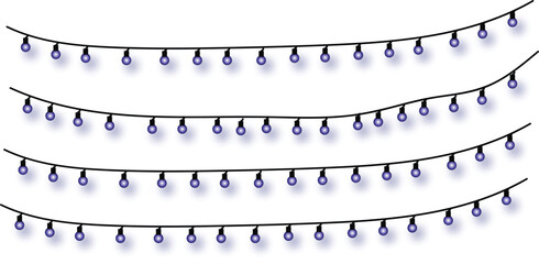 Brightly illuminating decorative purple string lights gracefully draped for festive celebrations and elegant event decor