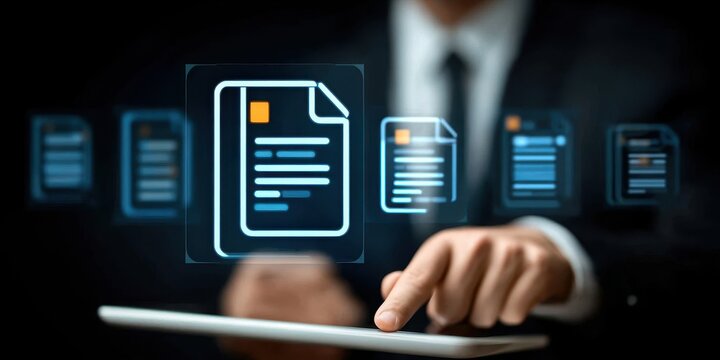 A clean modern screen showing report publishing via online document tools synced to a unified folder that supports information management