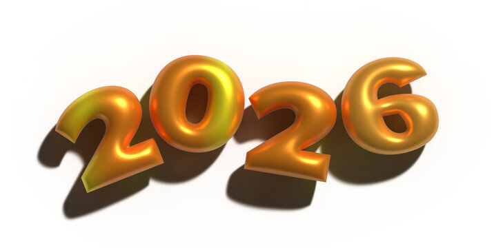 A vibrant 3D golden “2026” typography design with glowing highlights and colorful abstract background, perfect for New Year celebrations, festive graphics, digital art, and holiday-themed creative pro