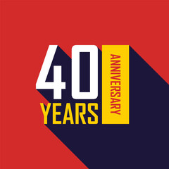 40th years anniversary celebration emblem icon in flat style. Special celebration day vector illustration on isolated background. Annual ceremony sign business concept.