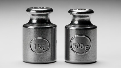Obraz premium Two metal weights, one marked 