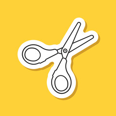 Scissor sticker icon in flat style. Cutting hair equipment vector illustration on isolated background. Hairdressing sign business concept.