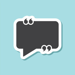 Naklejka premium Quote frame sticker icon in flat style. Speech bubble vector illustration on isolated background. Comment sign business concept.