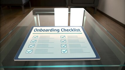 Streamline new hire onboarding with a completed digital checklist on a modern tablet