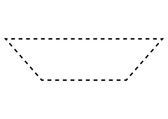 バナーや見出し・黒い点線（破線）で描かれたシンプルな台形フレーム
