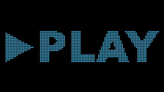 Illuminated neon flashing text shows PLAY in multi-colour arcade game display