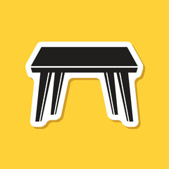 Table furniture sticker icon in flat style. Wooden table vector illustration on isolated background. Dinner desk sign business concept.