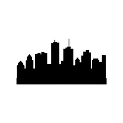 Naklejka premium Black silhouette of an urban cityscape, isolated on a white background, vector