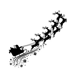 Naklejka premium Silhouette of santa and reindeer with floral border