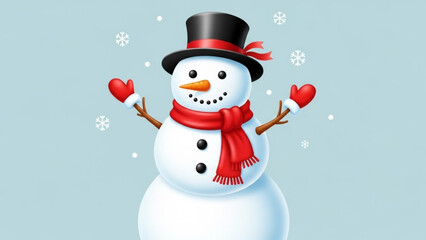 snowman with red hat and scarf