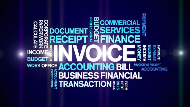 invoice animated word cloud-text design animation tag kinetic typography seamless loop.
