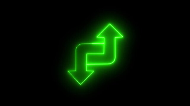 abstract neon line up down arrow icon animation. Successful organization strategy and management. Quality control and company cost reduction.