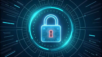 Advanced cyber security padlock with digital protection layers for data safety online