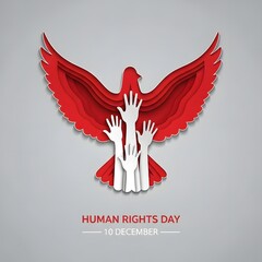 Human Rights Day, International Human Rights Day, Human rights awareness, Human rights background, A symbolic image about human rights day with hands, peace dove silhouette.