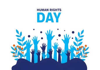 Human Rights Day, International Human Rights Day, Human rights awareness, Human rights background, Human Rights Day Celebration with Upraised Hands 