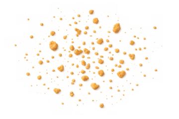Cookie crumbs flying and falling, scattered biscuit pieces for baking, confectionery, and snack advertising with transparent background