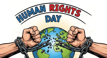 Human Rights Day, International Human Rights Day, Human rights awareness, Human rights background, Human Rights Day concept, breaking free from chains and symbolizing liberation.