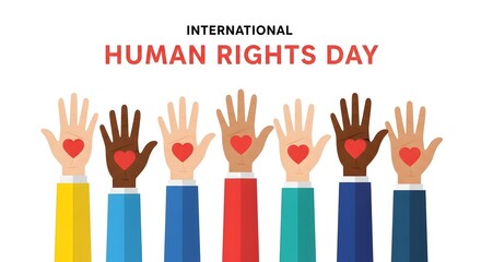 Human Rights Day, International Human Rights Day, Human rights awareness, Human rights background, International Human Rights Day, Hands with red heart in the day of International Human Rights day.