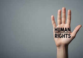 Human Rights Day, International Human Rights Day, Human rights awareness, Human rights background, Human hand showing human rights words written on palm 