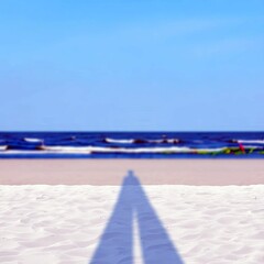 Obraz premium Shadow on Beach with Sea and Sky