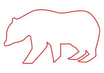 赤・歩いているクマのシルエット風の全身アイコン