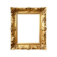Ornate Rectangular Gold Antique Picture Frame Isolated