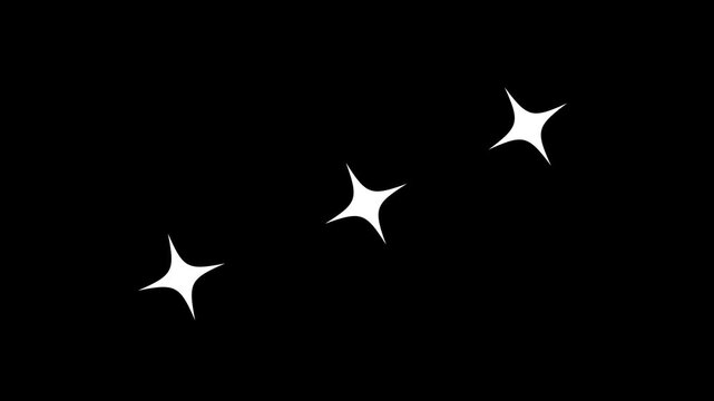 twinkling stars 4k animation on black screen background, shimmering light camera flashes stars, flat, vector, doodles style stars blinking .The sparkling effects or magical appearance 4k animation.