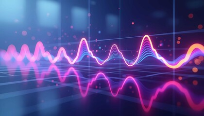 Anomaly detection waveform spike highlights data deviation in glowing visualization