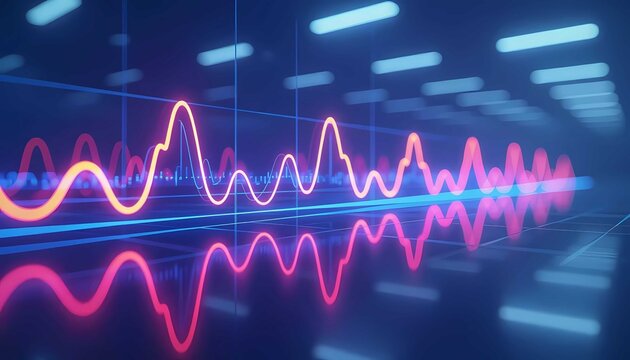 Glowing signal waveform anomaly detection with bright spike pattern data visualization