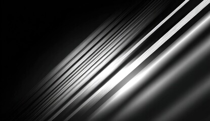 Obraz premium Abstract black and white diagonal light streaks, minimalist design