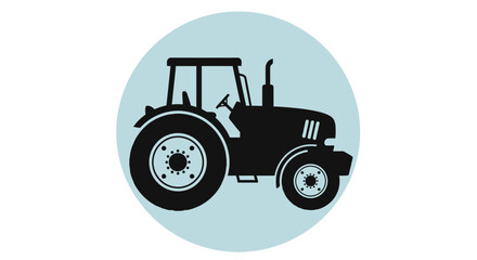 Farm tractor silhouette with light blue background © rohmat