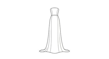 Elegant flowing strapless gown illustration evoking sophistication and formal occasions with